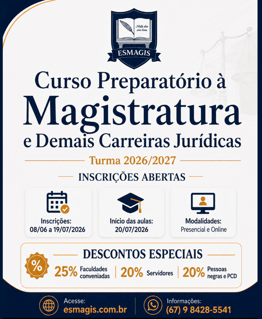 Esmagis encerra inscrições para curso preparatório destinado às carreiras jurídicas